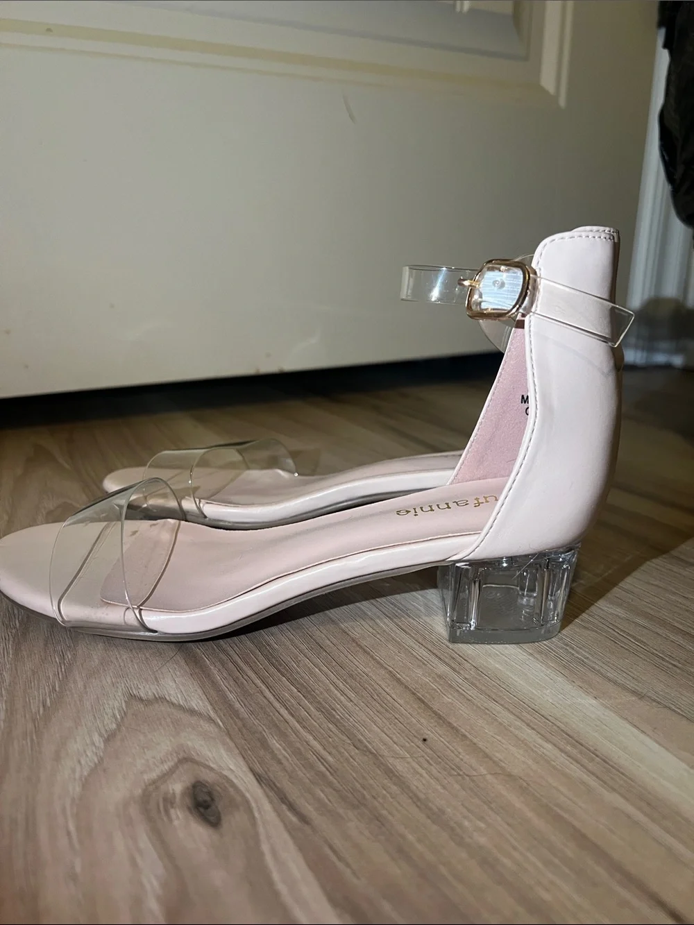 Dufannie Nude Clear-Strap Block Heel Sandals